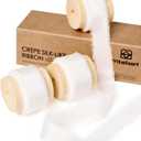 Vitalizart White Ribbon Double Face Silky Satin Ribbon 5/8" Crepe Silk Like Handmade Frayed Fringe for Gift Wrapping Baby Shower Wedding Bridal Bouquets Holiday Decor 15 Yard Cream Ivory White