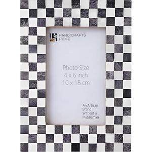 Handicrafts Home 4x6 Picture Frame, Checkered black & White Picture Frames, Handmade Decorative Photo Frame for Wall Decor & Desk Decor - Farmhouse, Office Home Decor - Gallery Wall Frame, Shelf Decor