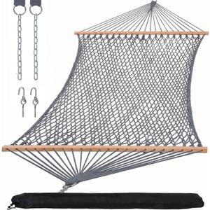 SUNCREAT Outdoor Hammock, 2 Person Hammock with Carrying Bag, Gray