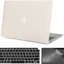Compatible with MacBook Air 13 Inch Case with Touch ID 2021 2020 2019 2018, Model A2337 M1 A2179 A1932, Classic Braided Pattern Hard Plastic Case with Keyboard Cover & Screen Protector, White