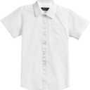 Boys Short Sleeve Button Down Shirt - Collared Uniform Dress Shirt - White Button Up Shirt Boys (White, XXXL)