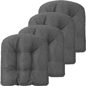Chair Cushions for Dining Chairs 4 Pack, 17.5” x 17”U-Shaped Chair Pads with Polyester Cover, Non-Slip Backing, Soft and Comfortable Kitchen Seat Cushions for Indoor Outdoor Chair (Gray)