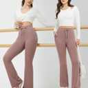 baleaf Womens Flare Leggings with Zipper Pockets Drawstring Flared Yoga Pants Bell Bottom Leggings Tummy Control Beaver Brown XS (XS)