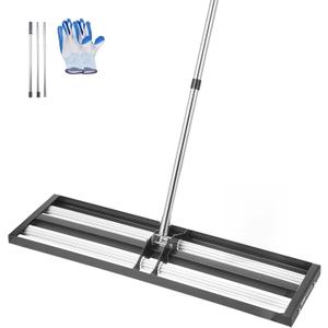 VEVOR Updated Lawn Leveling Rake with Roller, 36'' x 10" Stainless Steel Lawn Leveler with 83.9'' Adjustable Handle, Heavy Duty Yard Leveling Rake, Effort Saving Lawn Leveling Tool for Yard Golf Court