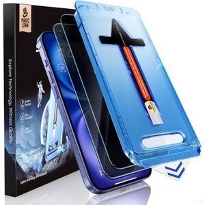 MAGIC JOHN 2 Pack for iPhone 16 (6.1) inch Privacy Tempered Glass Screen Protector, Auto Dust-Elimination, Bubble Free, Easy Installation