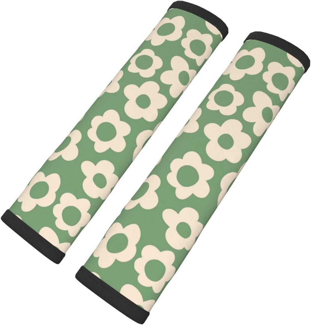 Stylish Vintage Groovy Flowers Seat Belt Covers Soft Comfortable Shoulder Strap Pads for Adults Universal Car Accessories - Pack of 2
