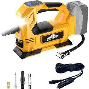 Cordless Tire Inflator Air Compressor for DeWalt 20V Max Battery, 150PSI Portable LED Light Handheld Air Pump with Digital Pressure Gauge for Cars Motorcycles Bikes Sport Balls(Battery Not Included)