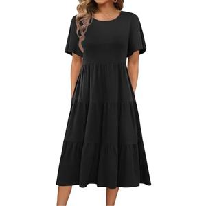 Zeagoo Women's Summer Dress Midi Floral Flutter Short Sleeve Casual Dresses with Pockets Tiered Flowy Boho Beach Dress 2XL Zeagoo Women's Summer Dress Midi Floral Flutter Short Sleeve Casual Dresses with Pockets Tiered Flowy Boho Beach Dress 2XL