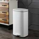 happimess HPM1011C Curtis 8-Gallon Step-Open Trash Can with Soft-Close Lid, Modern, Minimalistic, Fingerprint Proof for Home, Kitchen, Laundry Room, Office, Bedroom, Bathroom, White