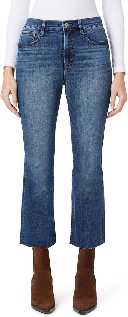 WallFlower Women's Fearless Curvy Super High-Rise Denim 27" Bootcut Ankle Insta Vintage Juniors Jeans (Blue)