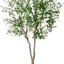 6FT Faux Olive Tree with Decorative Planter, Olive Trees Artificial Indoor with Textured Trunk, Silk Leaves and Olive Fruits, Fake Plants for Living Room, Entryway and Office Decor