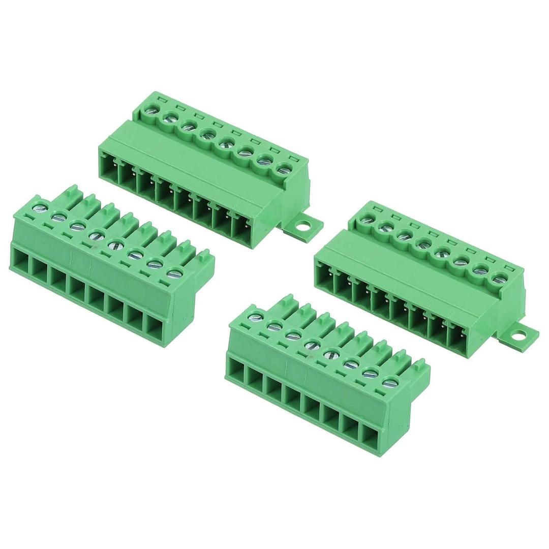 MECCANIXITY 2 Pcs Screw Terminal Block Connector 8Pin 3.81mm Pluggable Electronic Component Electronic 300V 8A for Socket Panel Circuit Board Mount