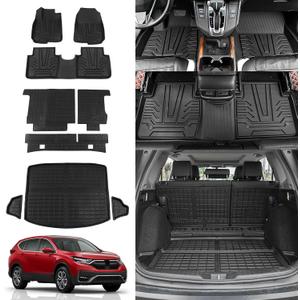 Rongtaod Floor Mats Compatible with 2017-2022 Honda CRV Cargo Mat Cargo Liner Trunk Mat Back Seat Cover Protector 2021 CR-V Accessories (Trunk Mats+Backrest Mats+Floor Mats)