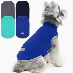 XPUDAC 4 Pack Fleece Dog Sweaters Vest Soft Lightweight Breathable Doggie Clothes for Small Medium Large Dogs Boy Winter Warm Pet Pullover Jacket Sweatshirt Puppy Coat, 511 (X-Large(Chest-23.6"), Grey, Navy, Teal, Blue)