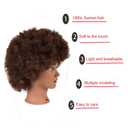 Morris Mannequin Head with 100% Human Hair - Curly Hair Training Head for Cosmetology, Hairdresser Practice, Styling, Braiding with Clamp Stand