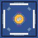 Mahjong Mat for Table 33''x33'', Non-Slip Mahjong Cloth Cover with Game Rules, Mahjong Tablecloth for Poker, Board Games Table Mat, Card Games, Tile Games, Dominoes (Blue)