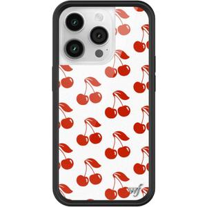 Wildflower Cases - Compatible with iPhone 14 Pro | Protective Black Bumper, 6.5ft Drop Test Certified, Women Owned Small Business | Cherry Red Summer Aesthetic Trendy | American Cherries