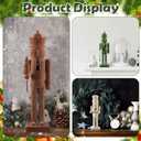 Chunful 3 Pcs Flocked Neutral Christmas Nutcracker Figure 15 Inch and 10 Inch Brown Green Velvet Wooden Nutcracker Soldier Christmas Decoration for Table Desktop Fireplace Home Decor