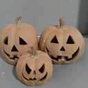 Fuutreo 3 Pcs Resin Halloween Pumpkin Decor Jack O' Lantern Outdoor Decor