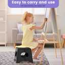 HBTower Folding Step Stool 9 Inch - Holds 600 lb, Non-Slip Surface & Carry Handle - Sturdy Step Stool for Kids, Toddlers & Adults - Compact Foldable Foot Stool for Kitchen, Bathroom, Bedroom, Outdoor