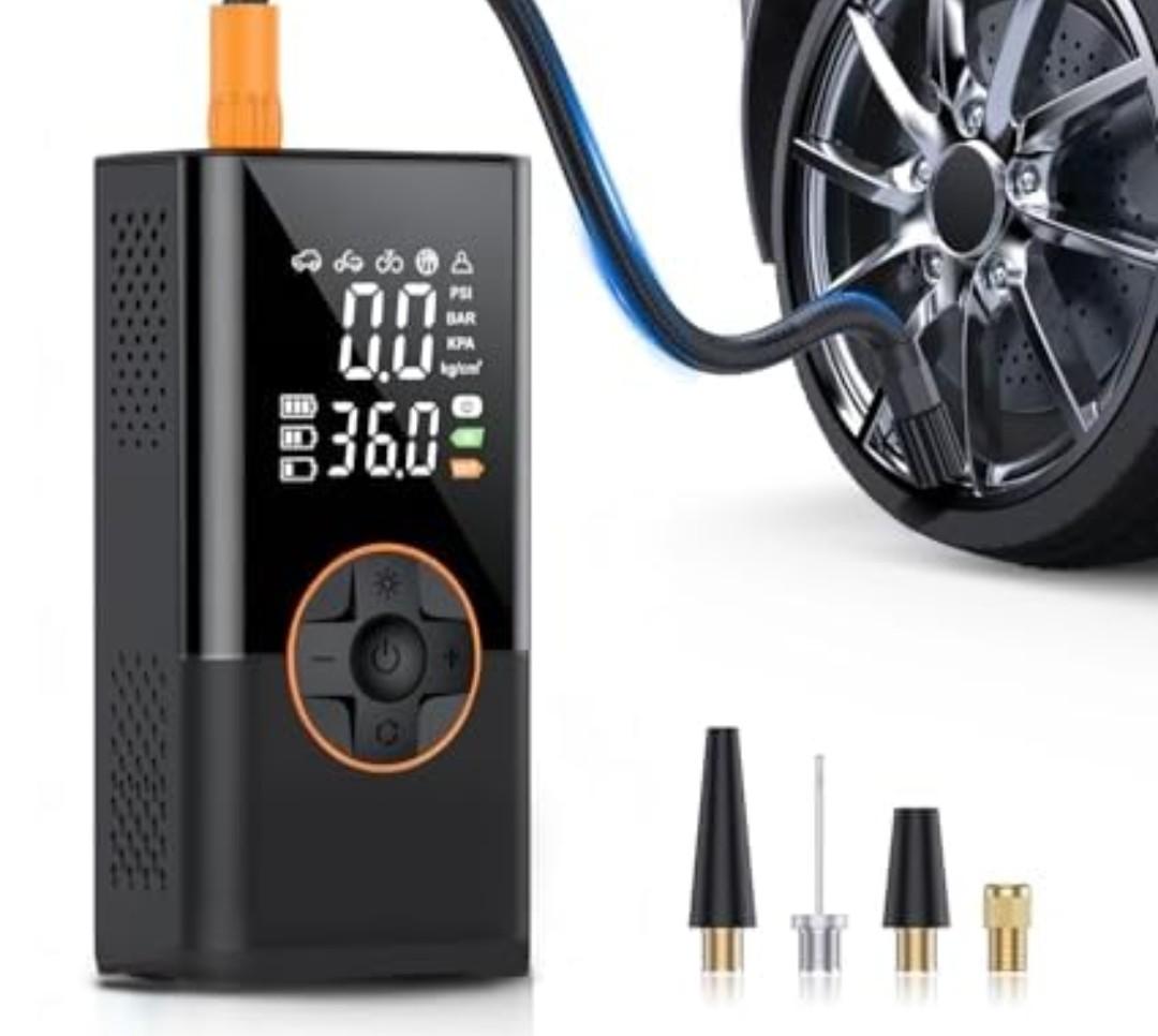 KUXISA Tire Inflator Portable Air Compressor, 3X Faster Air Compressor with Digital Pressure Gauge, 150 PSI Portable Air Pump for Cars, Motorcycles, Bicycles, Balls and More(Black)