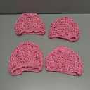 Geyoga 4 Pieces Mesh Crochet Hair Net Rayon Knit Snood Hat Thick Short Women Hairnet Snoods Cover Ornament for Sleeping (Pink)