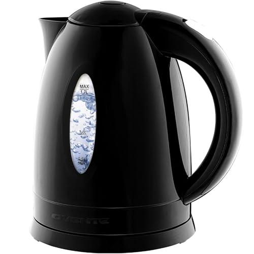 OVENTE Electric Kettle, 1.7L Fast Boiling Water Heater for Coffee or Tea, BPA Free with Water Level Gauge, Auto Shut-Off, Boil-Dry Protection, Indicator Light and Removable Filter, Black KP72B No 360' Rotary Base