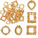 25Pcs Vintage Resin Picture Frame Mini Antique Photo Frame DIY Small Picture Frames Mini Vintage Frame Antique Photo Frames for Jewelry Display Photography Wall Decor (25, Gold