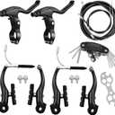 Bike Brakes Set, Complete Brake kit for Most Bicycles Mountain Bike, Front and Rear Bike MTB Hybrid Brake, Callipers Cables Lever Kit, Multi-Tool Wrenches - Black