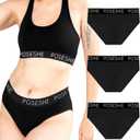 POSESHE Women's Micro-Modal Brief Underwear, Bikini Panties For Women Pack (All Black 3 Pack, L)