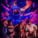 AtawLege Blacklight Astronaut Tapestry Hippie Eyes UV Reactive Flowers Plants Neon Galaxy Space Wall Hanging for Bedroom (70.9 x 92.5 inches)