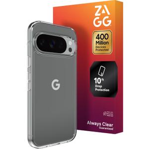 ZAGG Crystal Palace Lite Google Pixel 10 Pro XL Case  Crystal Clear, Ultra-Slim, 10ft Drop Protection, Graphene Strength, Anti-Yellowing, Wireless Charging Compatible, Clear