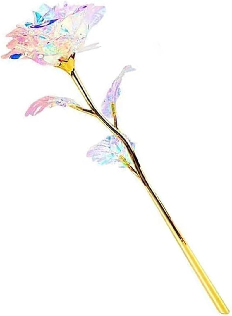 1pcs 24K Colorful Galaxy Rose Glass Artificial Flower, Rainbow Rose Gift Mother's Day Birthday Party Women Gifts Wedding Decorations (1pcs)