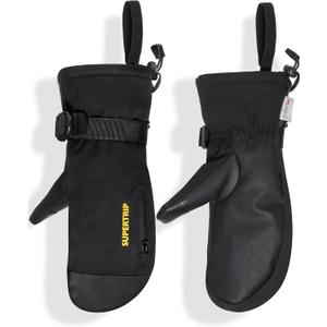Supertrip Ski Mittens Men Women, Waterproof Snowboard Mittens Gloves Touch-Screen Anti-Slip Snow Mitts 3M Thinsulate, Warm Insulated in Cold Weather Winter (Medium, Black)