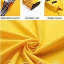 DiBanGu Mens Stretch Dress Shirt Long Sleeve Button Down Shirt Cotton Business Casual Shirts with Inner Contrast Wedding Prom (Yellow, XXXL)