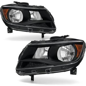 Headlight Assembly for Chevy Colorado 2015 2016 2017 2017 2019 2020 2021 Black Housing Amber Reflector Clear Lens Driver and Passenger Side