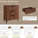 Wood Night Stand Fluted Dresser for Bedroom 3 Drawers End Tables Nightstand, Storage Modern Side Table Natural Walnut Bedside Table