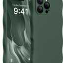 Magnetic for iPhone 16 Pro Case, [Full Camera Protection][Compatible with MagSafe] Cute Wave Frame Silicone Shockproof Protective Phone Case for iPhone 16 Pro 6.3", Alpine Green