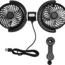 Dual Car Cooling Fan 360 Rotatable 3 Speed USB Powered Backseat Fan for Van Truck SUV RV DC 5V