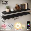 BAMEOS Floating Shelves with RGB LED, 31" Wall Mounted Wooden Shelves with Invisible Brackets, Set of 2, Hanging Wall Shelves for Bedroom, Bathroom, Living Room and Kitchen (Black)