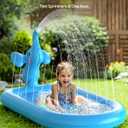 QPAU Splash Pads for Toddlers 1-3, Blue Elephant Toy Splash Pad for Kids, Outdoor Play Mat for Babies, Inflatable Sprinkler Pool for Birthday Girl Gifts 1 Year Old Girl