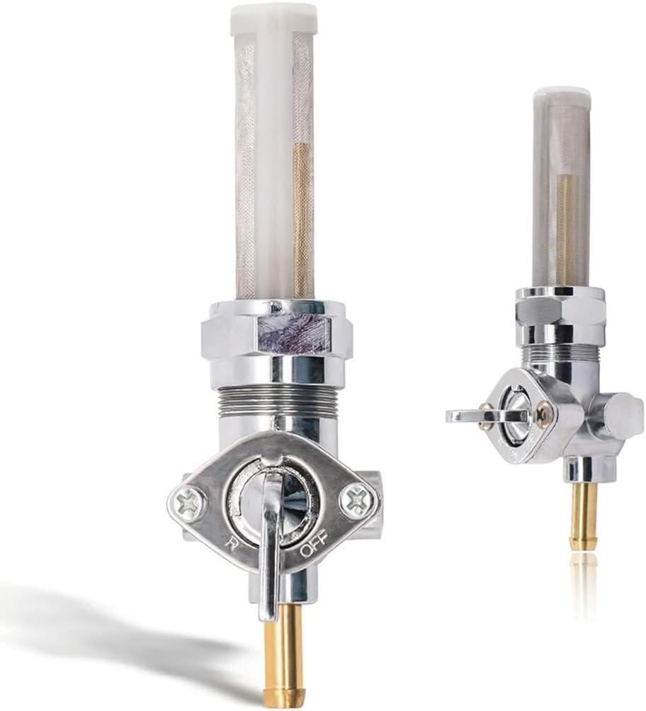 Petcock Fuel Valve Switch 22mm Straight Spigot for Harley Davidson Sportster Big Twin Dyna Fatboy Electra Glide Heritage Softail Springer Sport Super Tour Glide Low Rider Gas Tank Valve Switch Chrome