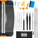 Famomatk 23PCS Weeding Tools for Vinyl, Craft Weeding Tools Set with 12Inch Paper Cutter and Trimmer for Scrapbooking,Silhouettes,Cameos,Lettering,Cutting,Craft Paper, Labels and Cardstock(Black)