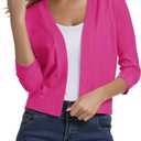 Urban CoCo Women's 3/4 Sleeve Cropped Cardigan Sweater Elegant Shrugs for Women (XX-Large)