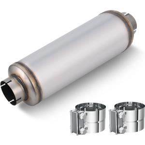 LCGP 4" Inlet Diesel Exhaust Muffler with Clamp, 4'' Inlet & Outlet Universal Resonator, 30'' Overall Length Stainless Steel Mufflers, Straight Through Design, welded On Muffler Resonator