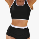 Aleumdr High Waisted Bikini Sets for Women Athletic Two Piece Color Block Tummy Control Bathing Suits s