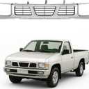 Front Grille Compatible with 1994 Nissan D21 XE 1993 1994 Nissan D21 Base SE 1995-1997 Nissan Pickup Base SE XE Replacement for 6231055G10 NI1200116 Chrome Bumper Grill Plastic(ABS) Silvery