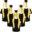 Mixweer 6 Set Wine Bottle Graduation Cap and Gown, Graduation Wine Coat Bottle Covers with Tassels Champagne Party Props (Black)