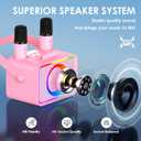 Karaoke Machine,Portable Bluetooth Speaker with 2 Wireless Microphone for Adults & Kids with LED Lights, Karaoke Microphone with PA System Supports USB/TF/AUX,Gift for Party (Pink)