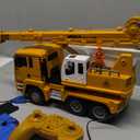 13 Channel RC Crane Truck, 2.4G Remote Control Crane Toy Construction Vehicles with Lights, Sounds, Hook Up and Down, 1:18 Large RC Truck Car for Kids Boys 16.5"
